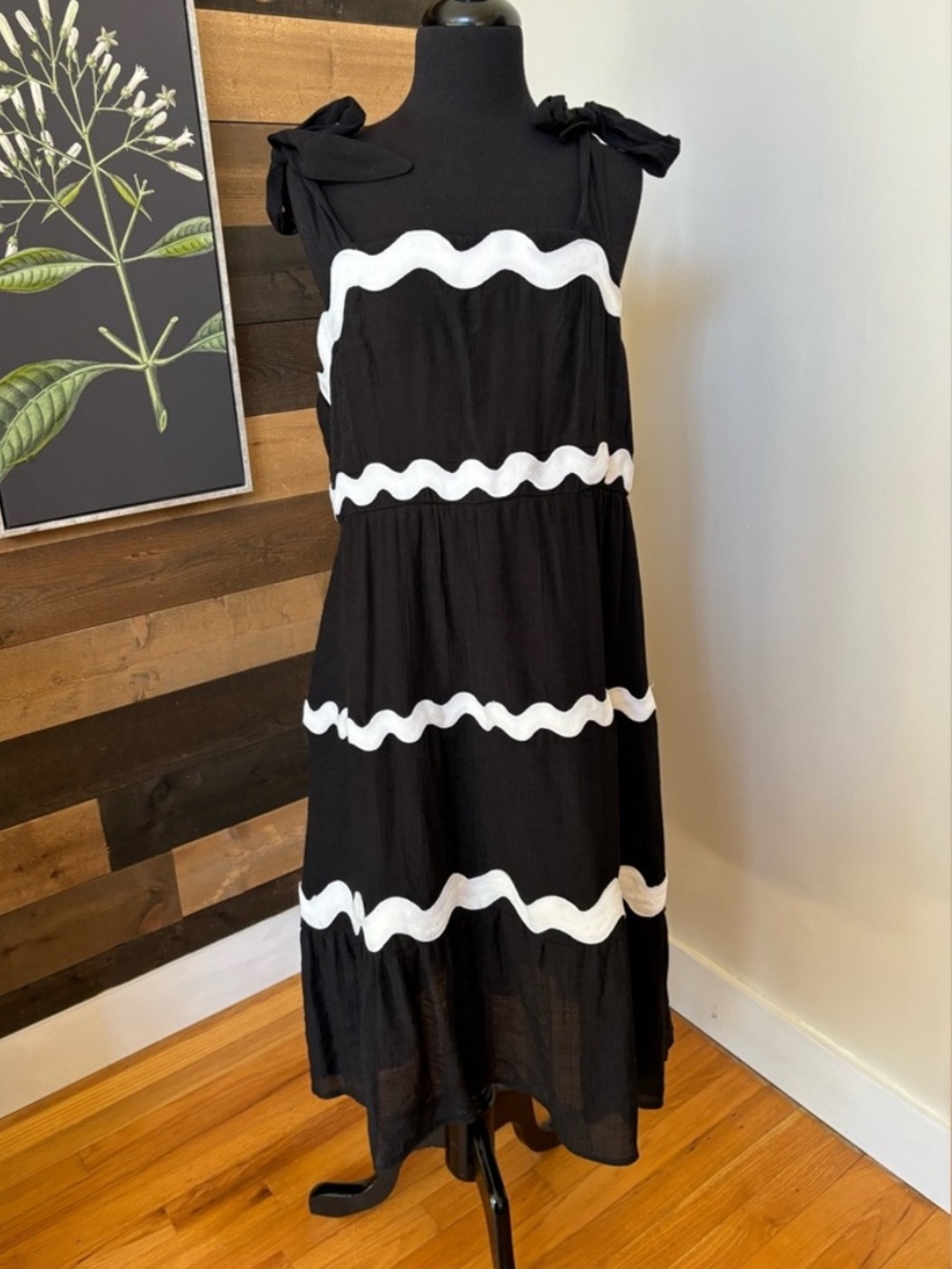 Marissa Olivia NEW Sleeveless Maxi Dress Black White Smocked Back Womens XL